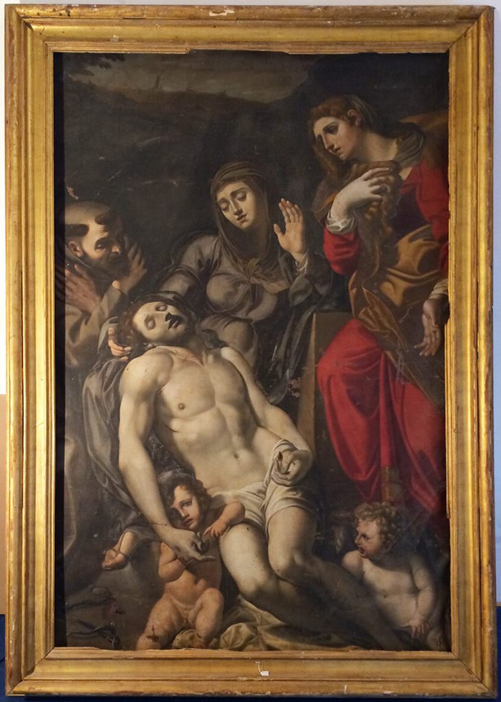 Montemonaco - Deposition with St Francis and Mary Magdalene before restoration